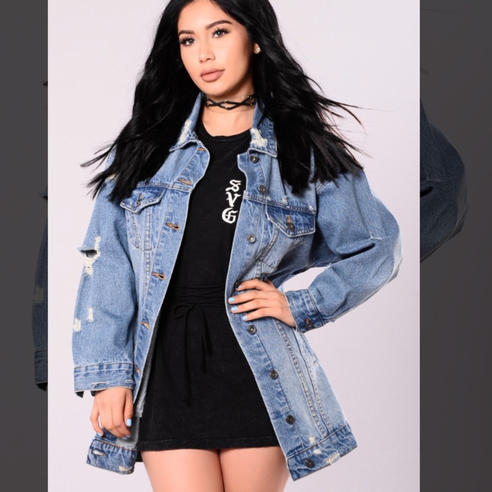 Miss Stressed Denim Jacket - Medium Wash